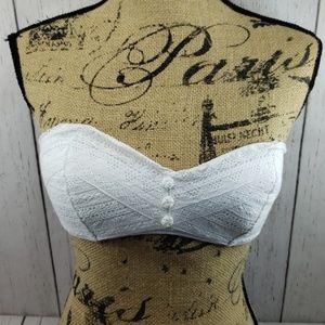 Victoria's Secret Bikini Top Crochet White Small